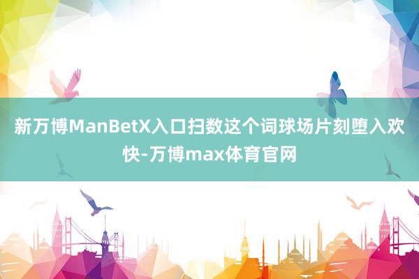 新万博ManBetX入口扫数这个词球场片刻堕入欢快-万博max体育官网