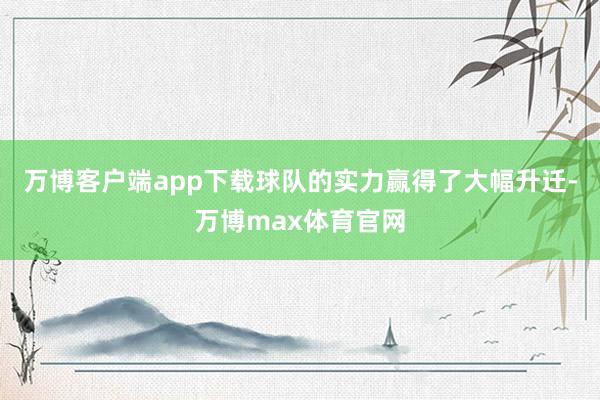 万博客户端app下载球队的实力赢得了大幅升迁-万博max体育官网