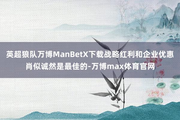 英超狼队万博ManBetX下载战略红利和企业优惠肖似诚然是最佳的-万博max体育官网