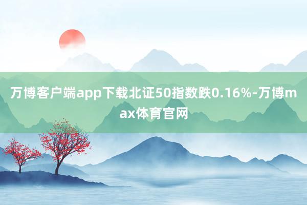 万博客户端app下载北证50指数跌0.16%-万博max体育官网