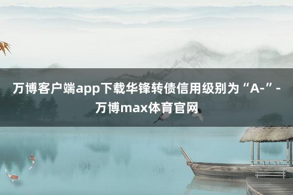 万博客户端app下载华锋转债信用级别为“A-”-万博max体育官网